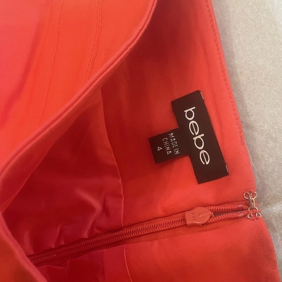 NWOT Bebe Neon Orange Pencil Skirt Size 4 Lined - Picture 6 of 12
